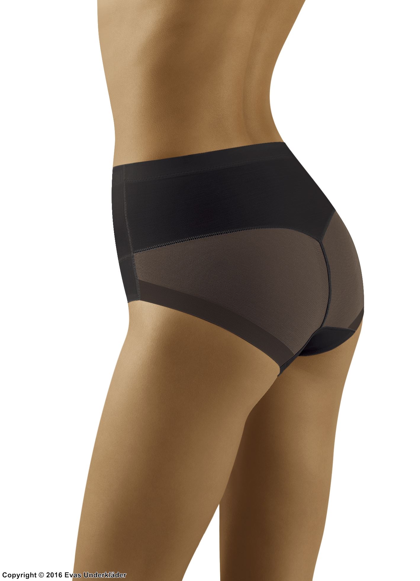Shaping briefs, mesh inlay, slightly higher waist, belly control